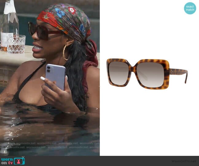 Celine Square Acetate Sunglasses worn by Porsha Williams on The Real Housewives of Atlanta