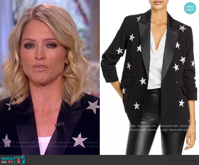 Cinq a Sept Lila Mini Metallic Star Blazer worn by Sara Haines on The View