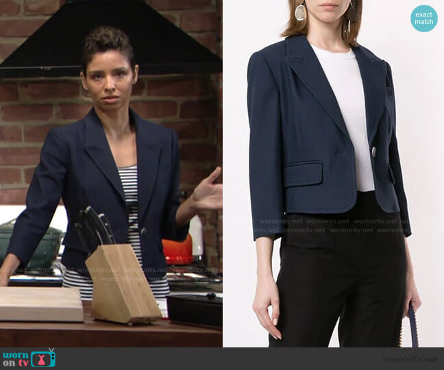 Paule Ka Cropped Fitted Blazer worn by Elena Dawson (Brytni Sarpy) on The Young and the Restless