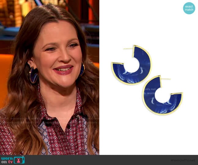 Cult Gaia Aria Hoop Earrings worn by Drew Barrymore on The Drew Barrymore Show