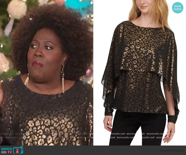 DKNY Metallic-Print Cape Top worn by Sheryl Underwood on The Talk