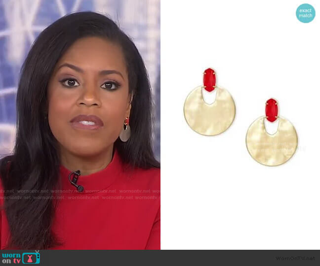 Kendra Scott Deena Gold Hoop Earrings worn by Sheinelle Jones on Today