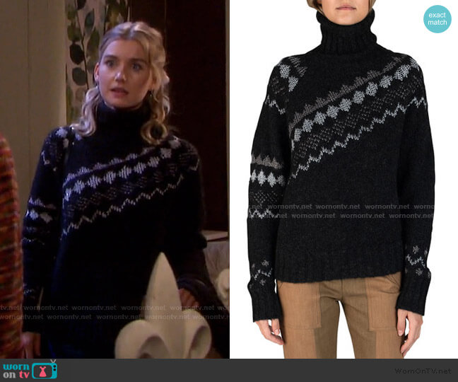 Derek Lam 10 Crosby Grammer Diagonal Fair Isle Sweater worn by Claire Brady (Isabel Durant ) on Days of our Lives