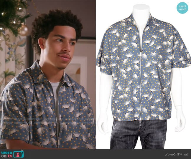 Dsquared2 Printed Zip Shirt worn by Andre Johnson Jr (Marcus Scribner) on Black-ish