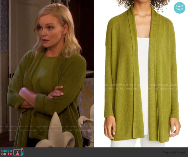 Eileen Fisher Shawl Collar Organic Cotton Cardigan worn by Belle Brady (Martha Madison) on Days of our Lives