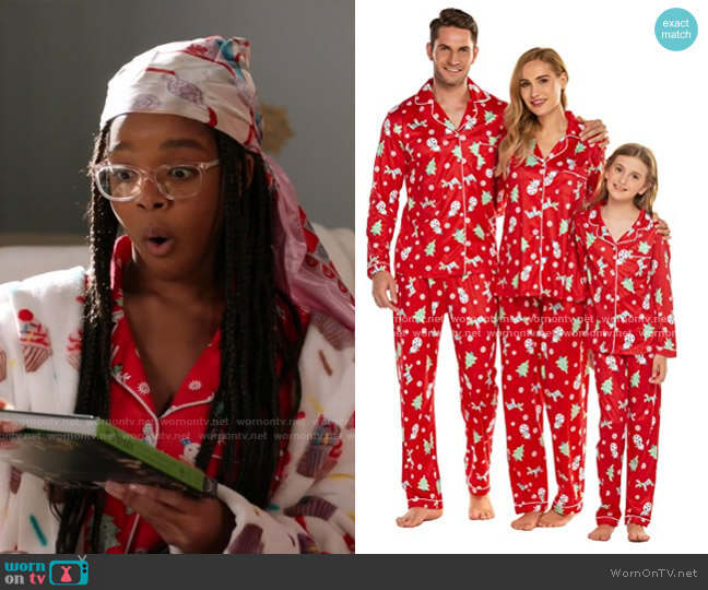 Ekouaer Christmas Family Matching Pajamas worn by Diane Johnson (Marsai Martin) on Black-ish