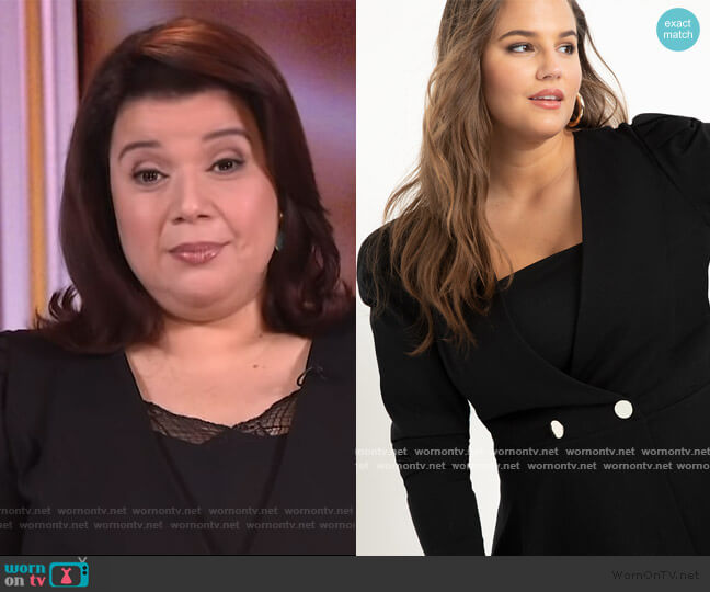 Eloquii Puff Sleeve Peplum Blazer worn by Ana Navarro on The View