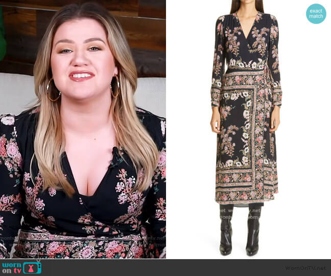Etro Print Long Sleeve Jersey Wrap Dress worn by Kelly Clarkson on The Kelly Clarkson Show