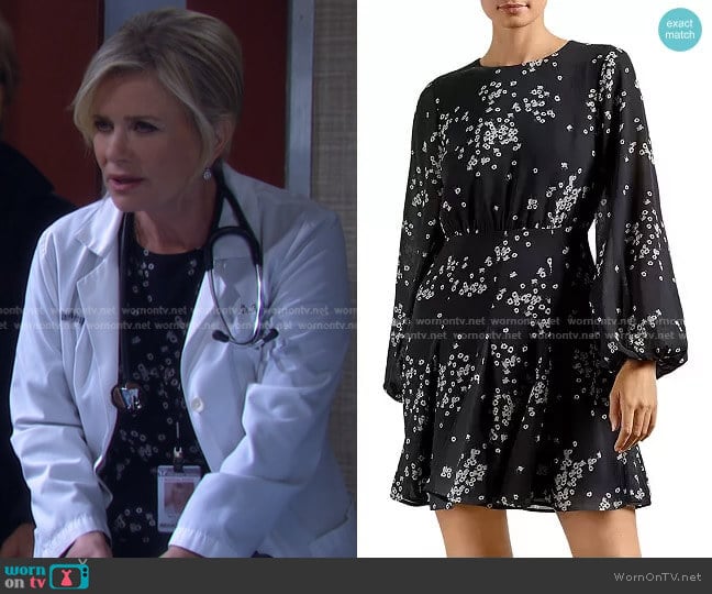 Ted Baker Eymma Elderflower Pleated Mini Dress worn by Kayla Brady (Mary Beth Evans) on Days of our Lives