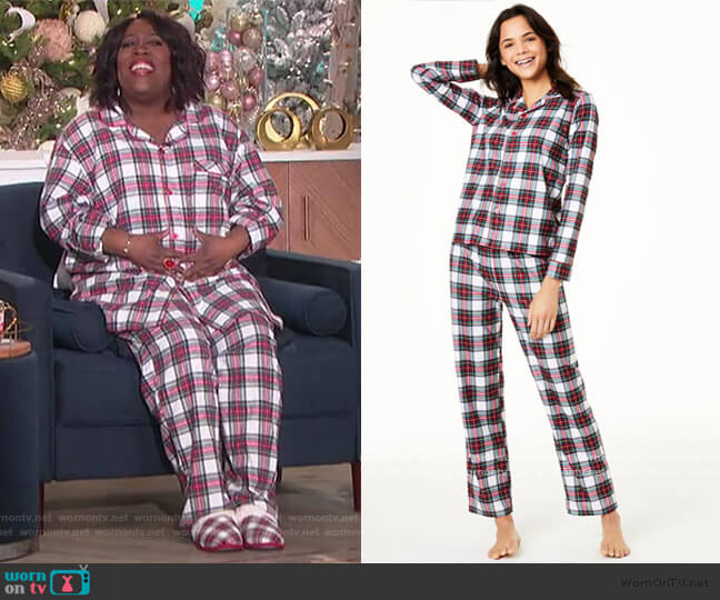 Family Pajamas Stewart Plaid Pajama Set worn by Sheryl Underwood on The Talk