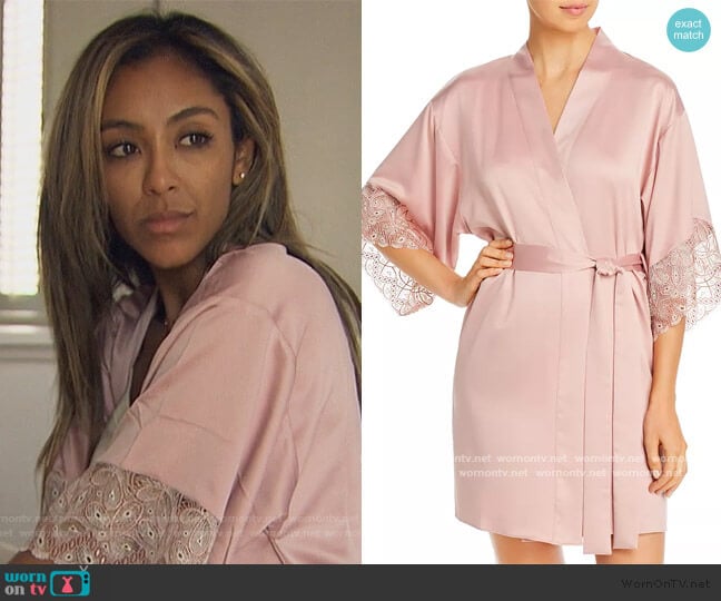 Flora Nikrooz Ada Charmeuse Kimono Robe worn by Tayshia Adams on The Bachelorette