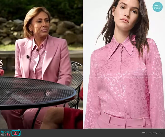 Michael Kors Floral Silk Jacquard Shirt worn by Robin Roberts on Good Morning America