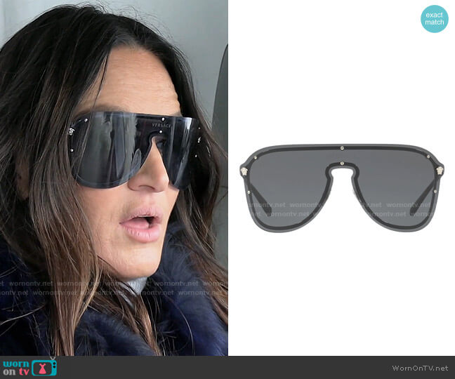 Versace Frenergy Visor Sunglasses worn by Lisa Barlow on The Real Housewives of Salt Lake City