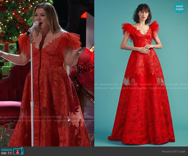 Gemy Maalouf Embroidered Mech Dress worn by Kelly Clarkson on The Voice