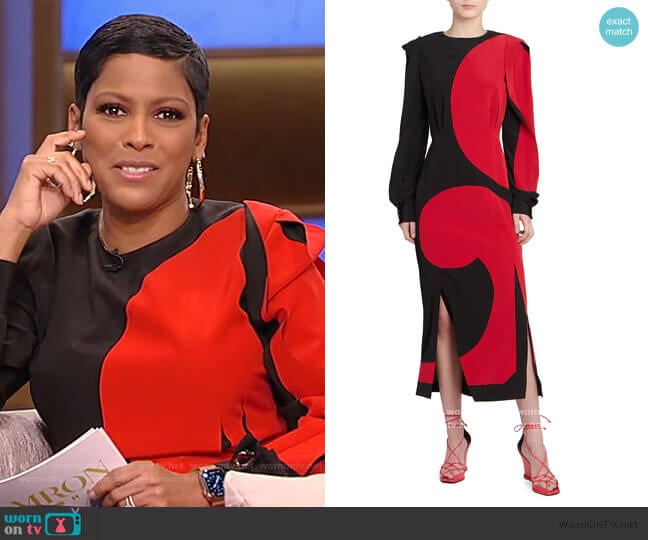 Givenchy Printed Puff-Sleeve Silk Midi Dress worn by Tamron Hall on Tamron Hall Show