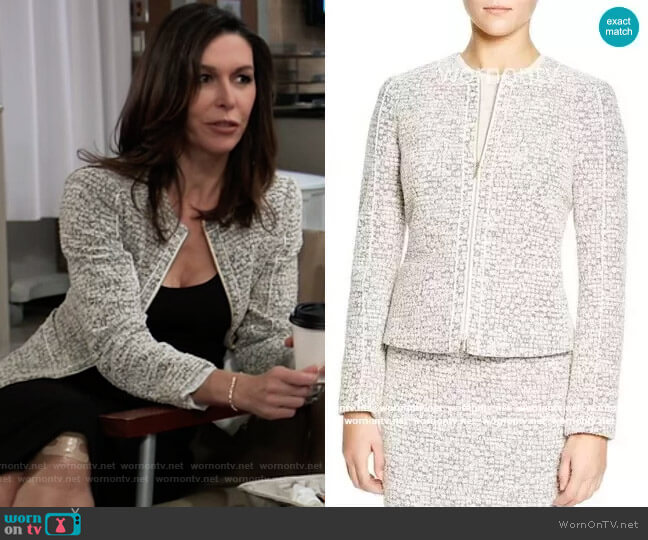 BOSS Gray Tweed Jacket worn by Anna Devane (Finola Hughes) on General Hospital