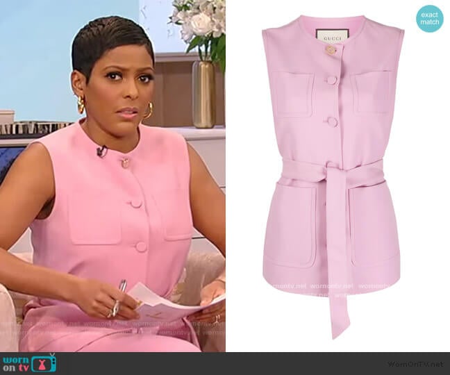 Gucci Interlocking G belted gilet worn by Tamron Hall on Tamron Hall Show