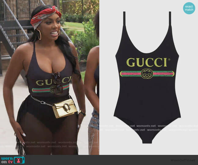 Gucci Logo Print Swimsuit worn by Porsha Williams on The Real Housewives of Atlanta