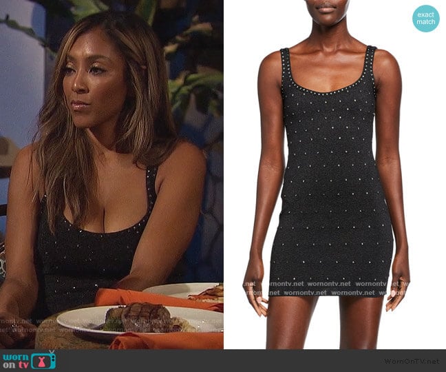 Herve Leger Studded Shimmered Bodycon Dress worn by Tayshia Adams on The Bachelorette