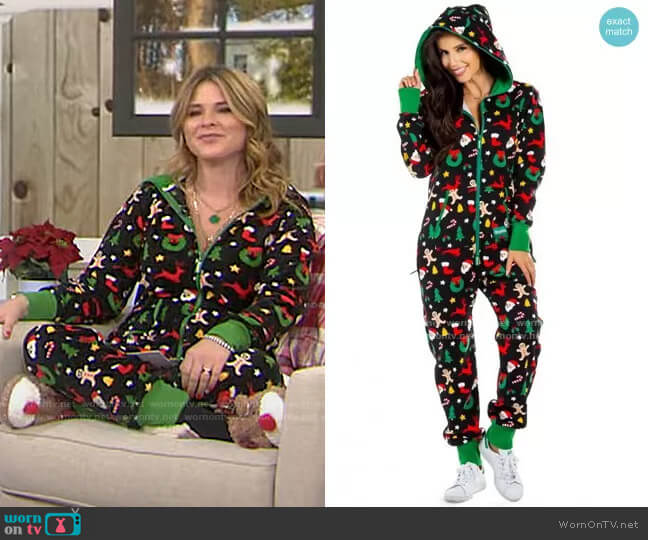 Tipsy Elves Holiday Cookie Cutter Adult Jumpsuit worn by Jenna Bush Hager on Today