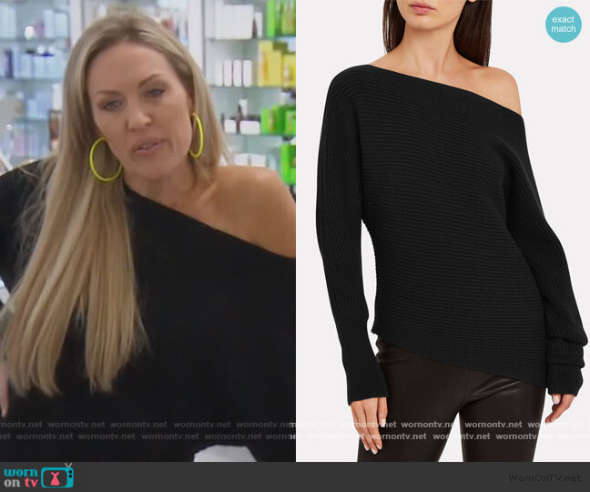 Intermix Jacqueline Off-The-Shoulder Sweater worn by Braunwyn Windham-Burke on The Real Housewives of Orange County