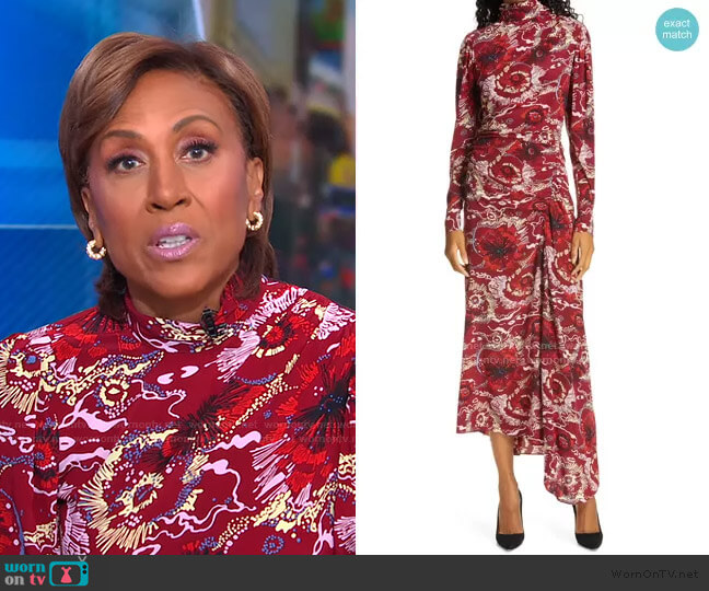 A.L.C. Isabella Floral Asymmetrical Maxi Dress worn by Robin Roberts on Good Morning America