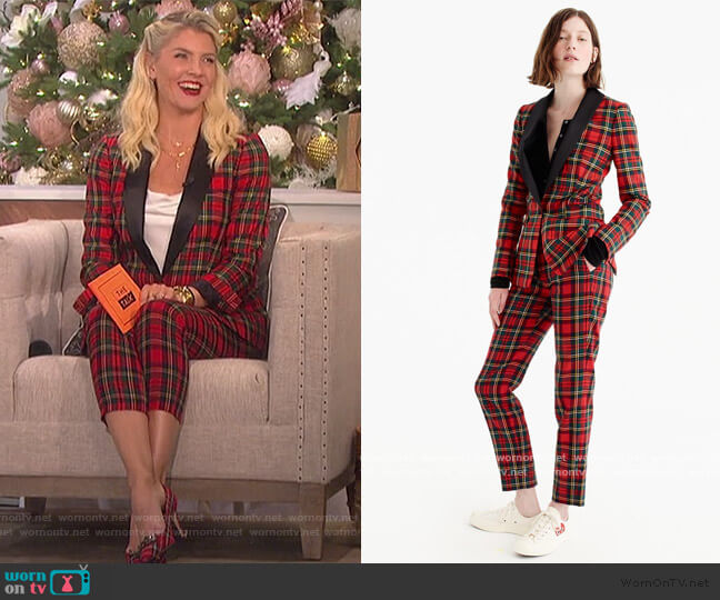 J. Crew Red Tartan Blazer worn by Amanda Kloots on The Talk