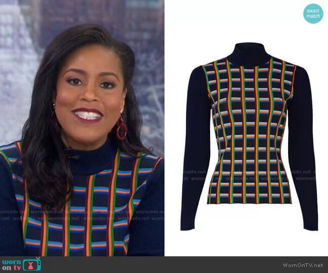 Tory Sport Jacquard Front Ribbed Turtleneck worn by Sheinelle Jones on Today