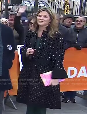 Jenna’s black pearl embellished coat on Today