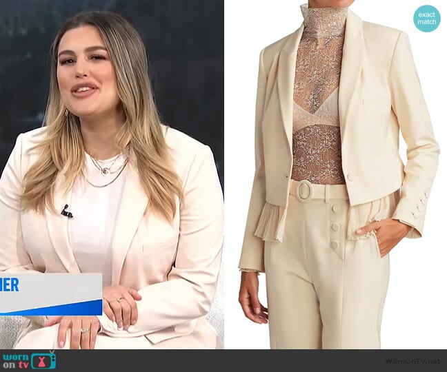 Jonathan Simkhai Claired Pleated Hem Cropped Blazer worn by Carissa Loethen Culiner on E! News