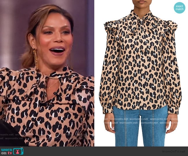 Kate Spade Forest Feline Tie Neck Top