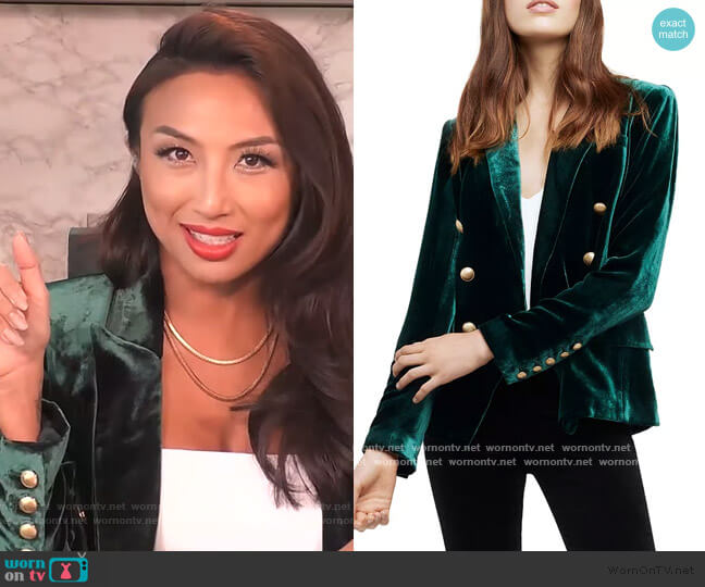 L'Agence Kenzie Velvet Blazer worn by Jeannie Mai on The Real