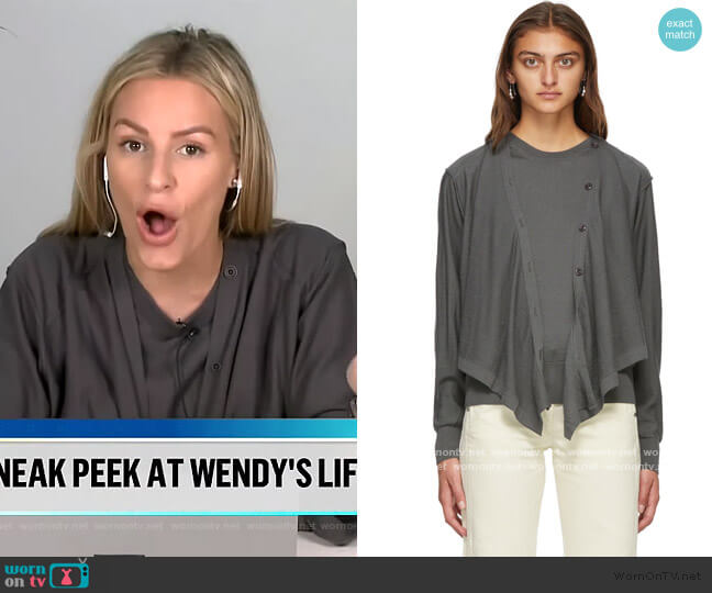 Lemaire Grey Merino Cardigan Sweater worn by Morgan Stewart on E! News