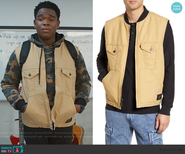 Levis x Justin Timberlake Reversible Vest worn by DeVante (Dexter Darden) on Saved By The Bell