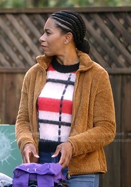 Maggie’s pink, red and black striped sweater on Greys Anatomy