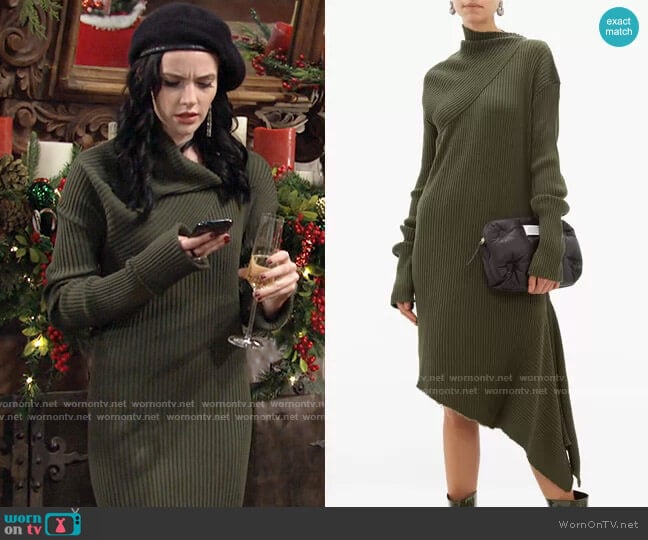 Marques' Almeida Asymmetric Ribbed Wool Dress worn by Tessa Porter (Cait Fairbanks) on The Young and the Restless