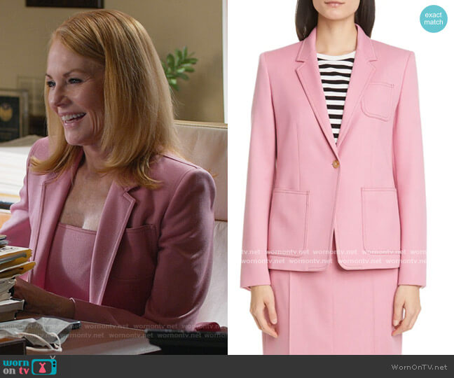 Max Mara Berlina Topstitch Wool Jacket worn by Lisa Benner (Marg Helgenberger) on All Rise