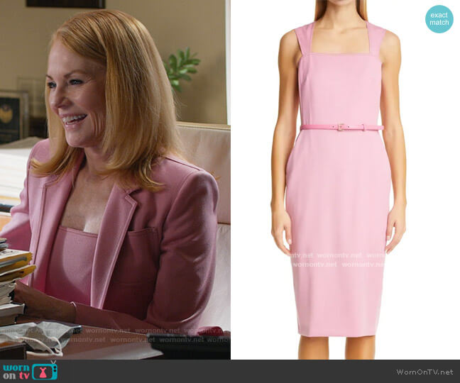 Max Mara Cabala Belted Wool Sheath Dress worn by Lisa Benner (Marg Helgenberger) on All Rise