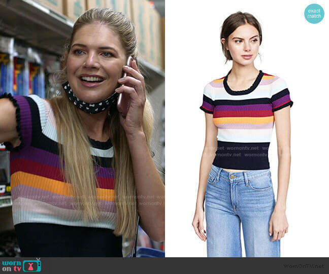 Cinq a Sept Nicolette Stripe Ribbed Top worn by Tami Tamietti (Kate Miner) on Shameless
