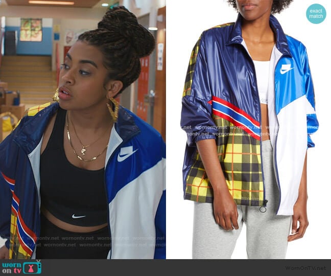 Nike Sportswear NSW Woven Plaid Jacket worn by Aisha (Alycia Pascual-Pena) on Saved By The Bell