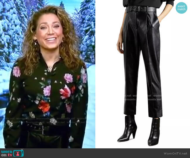 Ted Baker Pleather Belted Trousers worn by Ginger Zee on Good Morning America