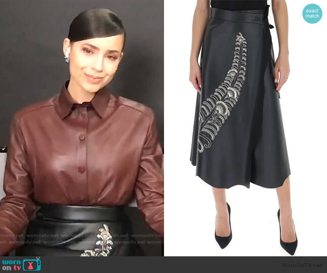 Prada Prada Embellished Wrap Midi Skirt