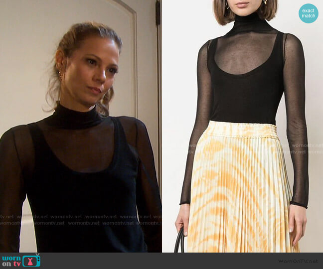 Proenza Schouler White Label Layered Gauge Knit Turtleneck Top worn by Ava Vitali (Tamara Braun ) on Days of our Lives