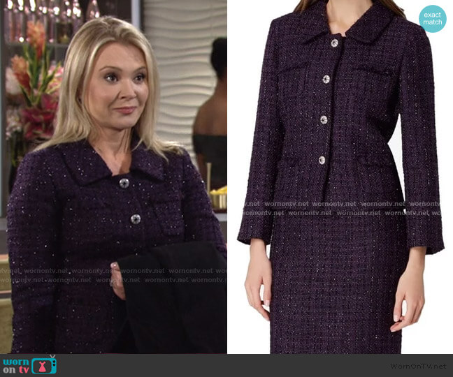 Tahari ASL Four-Button Boucle Jacket