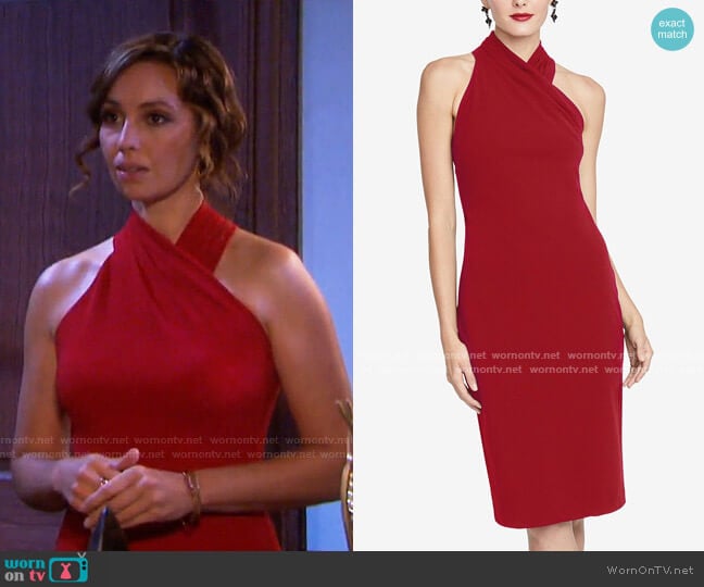 RACHEL Rachel Roy Halter Sheath Dress worn by Gwen Rizczech (Emily O'Brien) on Days of our Lives