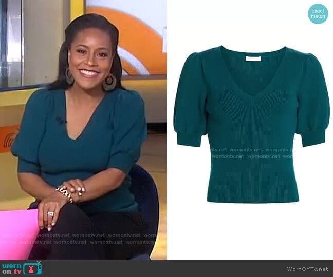 Ramy Brook Rory Puff-Sleeve Sweater worn by Sheinelle Jones on Today