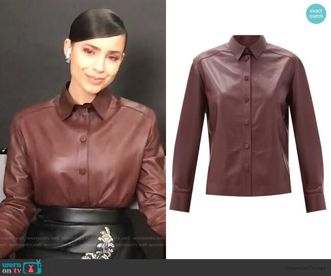 Salvatore Ferragamo Point-collar leather shirt