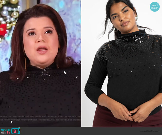 Eloquii Sequin Mock Neck Sweater worn by Ana Navarro on The View