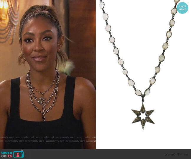 Shalla Wista Pave Diamond Star Necklace worn by Tayshia Adams on The Bachelorette