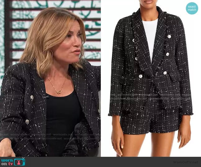 Aqua Tweed Blazer worn by Kit Hoover on Access Hollywood